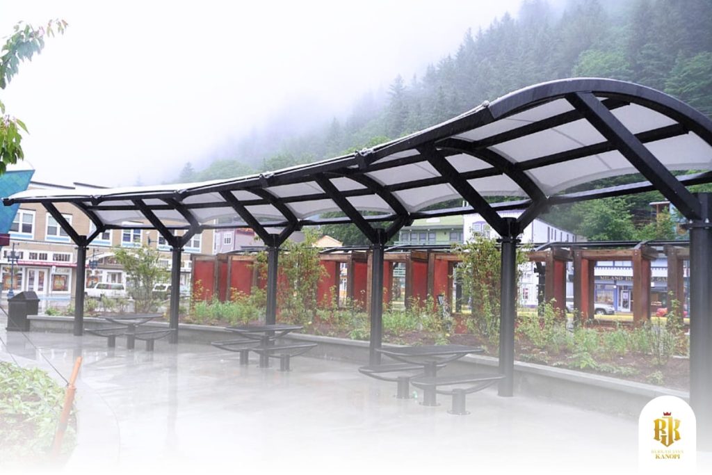 minimalis canopy, membrane roof, garut